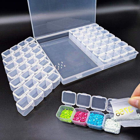 56 Grid Diamond Painting Container Box with 4pcs Label Stickers for Sewing,Organizer Nail Diamonds and Bead for DIY Art Craft...