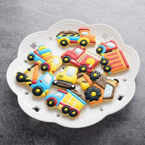 Transportation/Vehicles Cookie Cutters with Matching Cookie Stencils -Set of 16-8Pcs Cookie Cutter and 8Pcs Stencils, Include Truck, Tractor, Fire...