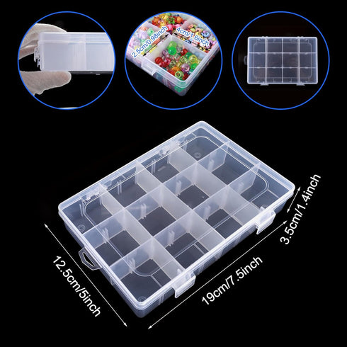 DSLSQD Bead Organizer Box, 1 Pack 12 Grids Plastic Storage Box with 18 Removable Grids Compartments, Small Plastic Jewelry Organizer Box for Beads...