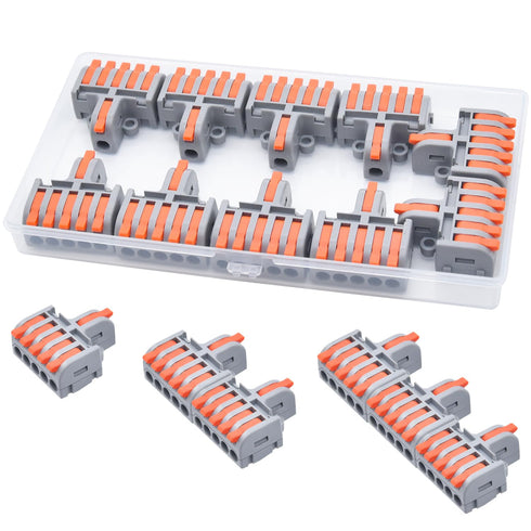 10Pcs Lever Wire Connectors, 1 in 5 Out DIY Mini Splicing Compact Quick Push-in Electrical Connectors, 24-12 AWG...