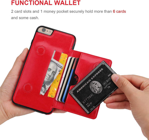 KIHUWEY Compatible with iPhone 6 Plus/6S Plus Wallet Case with Credit Card Holder, Premium Leather Kickstand Durable Shockproof Protective Cover f...