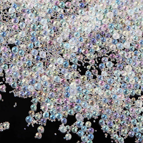 OLYCRAFT 210g 1~3mm Glass Bubble Beads No Hole Iridescent Beads Water Droplets Bubble Bead Iridescent Glass Bead for Resin Crafting Nail Arts Deco...