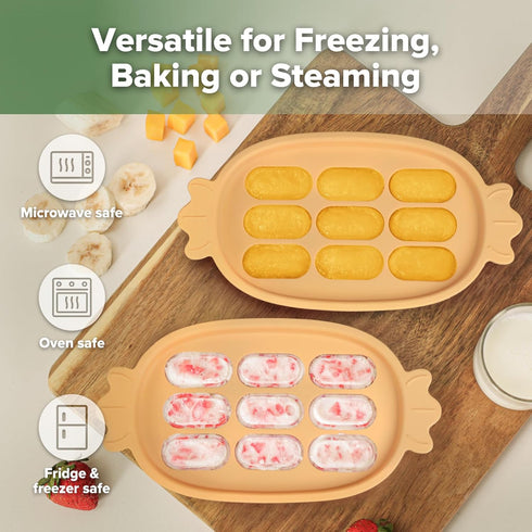 Haakaa Baby Popsicle Mold - Baby Food Maker & Breastmilk Teething Freezer Tray - BPA Free Silicone-Orange...