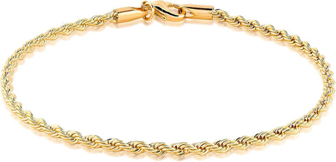 Barzel 18K Gold Plated Braided Rope Anklet for Women, 10 Inches - Made In Brazil...