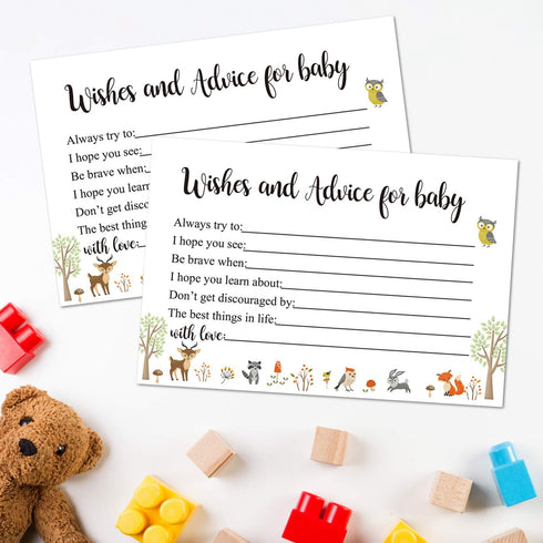 Giftideaworkshop 50 Woodland Baby Shower Wishes and Advice for The Mom-to-Be? Baby Advice Cards for Baby Shower Game?4X6 inch....