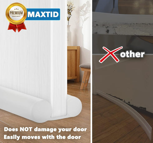 MAXTID Under Door Draft Blocker 36" Door Sealers for Bottom of Door Seal Strip Block Air Double Door Draft Stopper White Door Sweep Noise Cancelli...