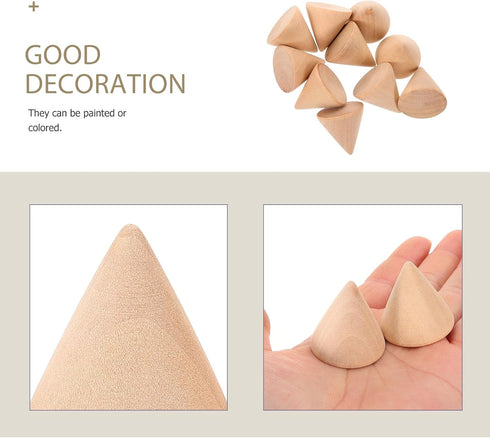 SUPVOX 10pcs Natural Wood Cone Ring Holders Unpainted Wooden Cones to Craft Paint Jewelry Display Stand 3.1cm...