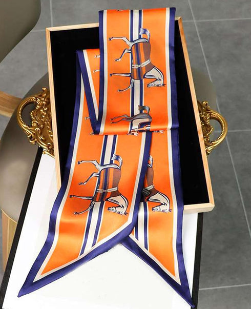 Silk Neck Scarf Printed Scarves Head Women'S Fashion Oblique Angle Satin Scarfs For Bag Hair 59” X 5.9”...