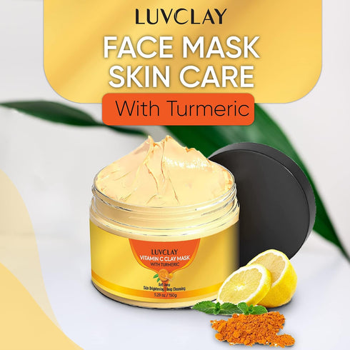 Vitamin C and Turmeric Clay Mask for Face – Deep Cleansing & Brightening Face Mask for Dark Spots, Pores, and Anti-Aging – Non-Greasy, Easy-to-App...