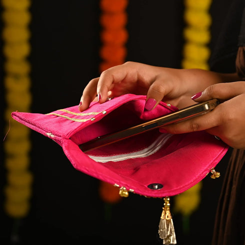 Handmade Gota Pati work Purse Wallet Batawa Clutch Hand Stitched Traditional Ethnic Golden Work Wedding Envelope for Girls Women for Party Wedding...