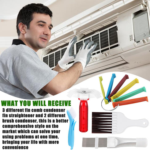 5 Piece Air Conditioner Fin Cleaner Set: Includes 3 Fin Straightening Combs and 2 Coil Cleaning Brushes - Perfect for Air Conditioner, Refrigerato...