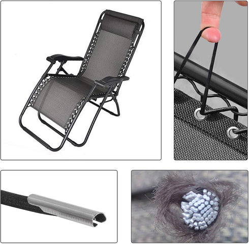 Professional Replacement Cords for Zero Gravity Chair(4 Cords), Zero Gravity Recliner Repair Tool for Lounge Chair, Bungee Chair Cord (Grey)...