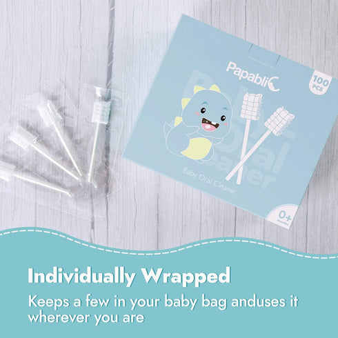 Papablic 100-Pack Baby Tongue Cleaner, Baby Toothbrush, Upgrade Gum Cleaner with Paper Handle for Babies and Infants Ages 0-2 Years...