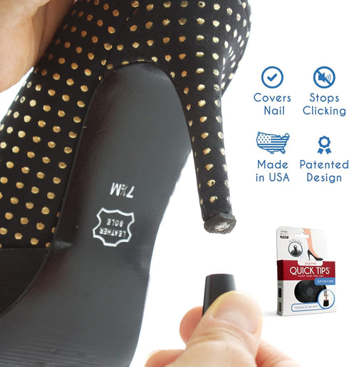 GoGoHeel Quick Tips - The Original High Heel Protectors & Heel Tip Replacement Caps, Repair Worn Stiletto Heel Tips (4 Pair Pack XS, S, M, L - Bla...