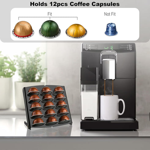 Beautyflier Coffee Pod Holder for Nespresso Vertuoline Capsules, 12 Capacity Coffee Pods Storage Organizer Stand, Coffee Capsule Storage Tray, Cof...