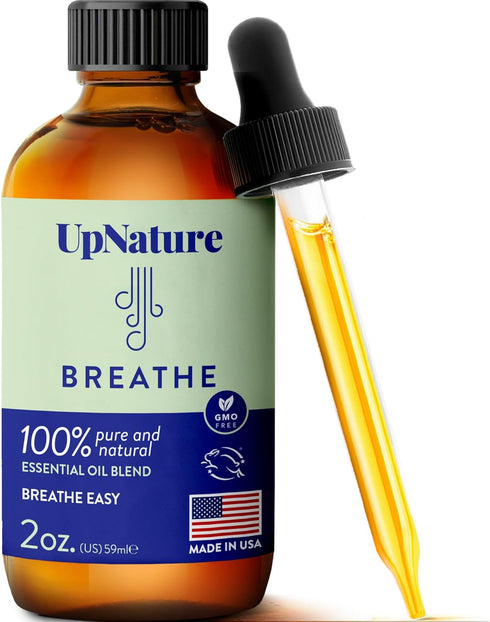 UpNature Breathe Essential Oil Blend - Essential Oils for Diffusers for Home and Humidifiers - Aromatherapy Oils for Breathing Comfort, 2oz...