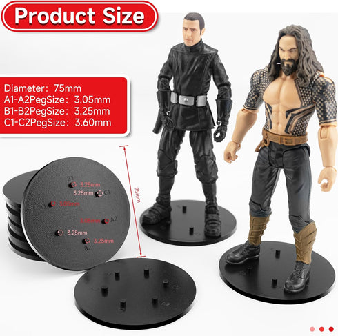 28 Pieces Multi-PEG 6 inch Action Figure Stands, Upgrade Version Round Display Stand Base Compatible with 1/12 Scale Star Wars Black Series Figure...