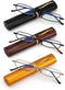 3 Pack Slim Pocket Reading Glasses for Men Women Blue Light Blocking Compact Readers Spring Hinge Metal Frame Eyeglasses with Portable Pen Clip Tu...