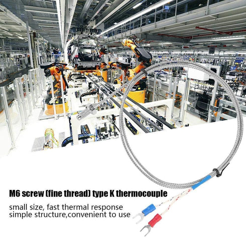 Thermocouple K Type M6 Screw Fine Thread Type K Thermocouple Temperature Sensor Wire 0-400? 1M/2M/3M/4M/5M(3m)...