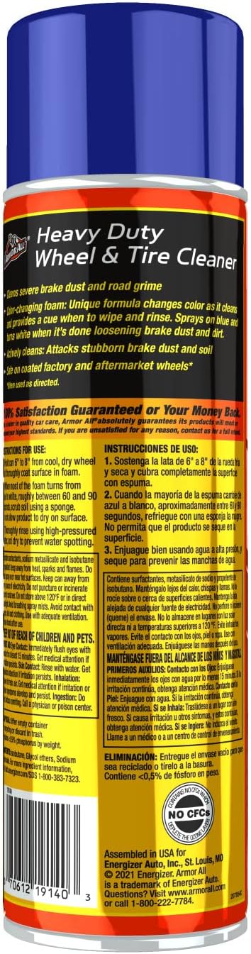Armor All Heavy Duty Wheel and Tire Cleaner, Car Wheel Cleaner Spray, 22 Oz, Multicolor, 1.37 Pound (Pack of 1)...