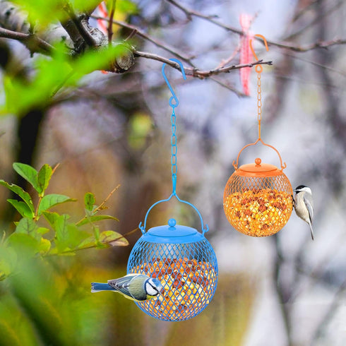 Urban Deco Set of 3 Ball Bird Feeder Metal Bird Feeders Squirrel Proof Bird Feeders for Bird Seed Birdfeeders Outside Hanging Decoration Garden Fe...