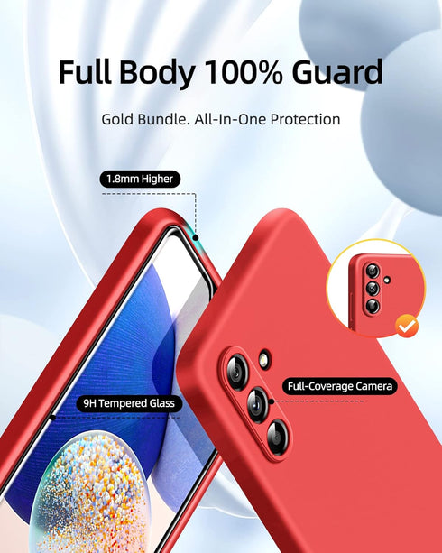 Dssairo ?3 in 1 for Samsung Galaxy A14 5G case, with 2 Pack Screen Protector, Camera Protection?Liquid Silicone Slim Shockproof Protective Phone C...