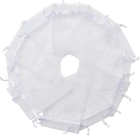 100pcs White Organza Bags 2x3 inch Sheer Drawstring Gift Bags Jewelry Pouches Wedding Party Christmas Favor Gift Bags, Little Mesh Gift Pouches Mi...