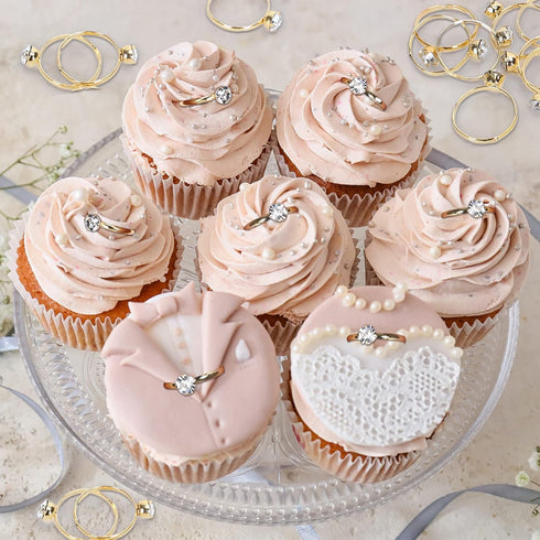 Whaline 72Pcs Gold Bridal Shower Diamond Rings, Adjustable Engagement Rings for Wedding Table Decorations, Bridal Shower Game and Party Favors...