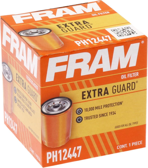 FRAM Extra Guard Spin-On Automotive Replacement Oil Filter, Designed for Conventional and Synthetic Oil Changes Lasting up to 10k Miles, PH12447 w...
