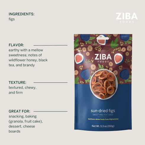 Ziba Foods Wild Grown Sun-Dried Figs | Non-GMO, Whole 30 Friendly & Paleo | Wild Grown Superfood Naturally High In Calcium Iron And Fiber No Added...