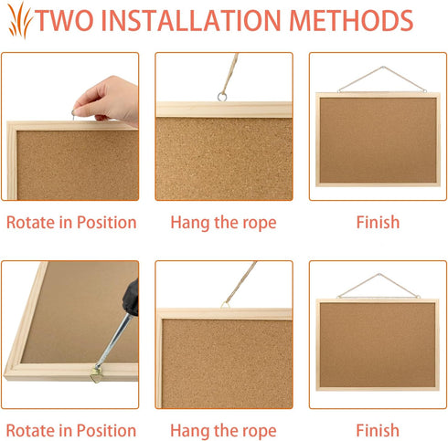 Cork Board Bulletin Board, 17.7"X 13.3" pin Boards for Walls, Oak Wood Finish Frame, Wall Mounted Cork Board for Office Home and School(Pins, Eye ...