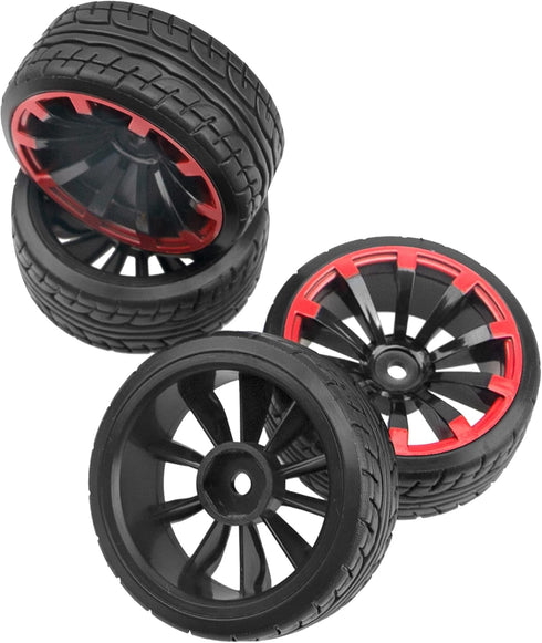1/10 RC Drift Tire Hard Plastic Tires & 12mm Hex Hub Wheel Rims Compatible with Traxxas HSP Tamiya Kyosho Himoto HPI Redcat MST 1/10 On-Road RC Dr...
