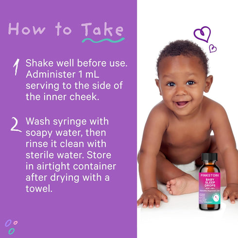 Pink Stork Baby Sleep Drops, Naturally Support Sleep without Melatonin for Infants, Toddlers, and Kids, Aid Sleep with Chamomile and Magnesium, Ba...