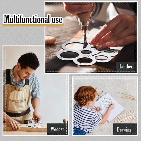 Weewooday Leather Corner Punch Set Round Leather Corner Cutting Ruler Metal Circle Template Cutting Tools for Drawing Drafting Craft Projects DIY ...