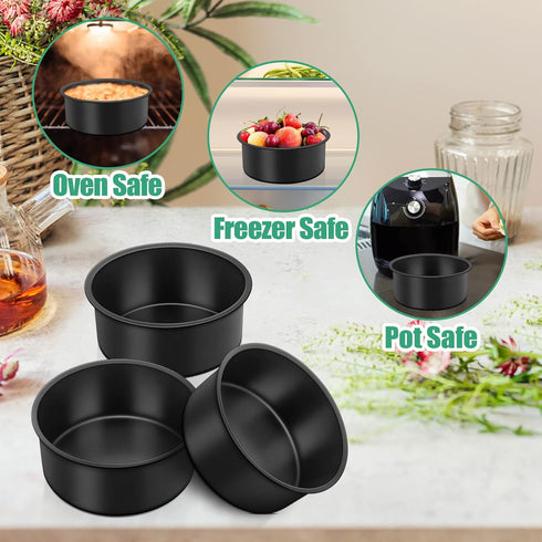 TeamFar 4 Inch Cake Pan, Mini Round Baking Layer Cake Pan Set of 3, with Non-Stick Coating Stainless Steel Core for Birthday, Party, Wedding, Heal...
