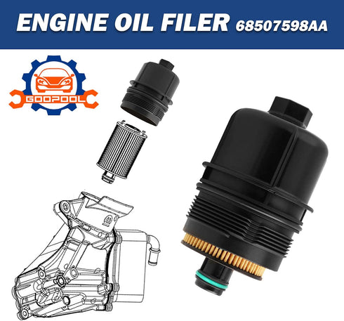 Ecodiesel Engine Oil Filter 68507598AA 68498720AA Compatible with Jeep 2020 2021 Wrangler JL,2021 Gladiator,2020 2021 2022 2023 Ram 1500 DT...