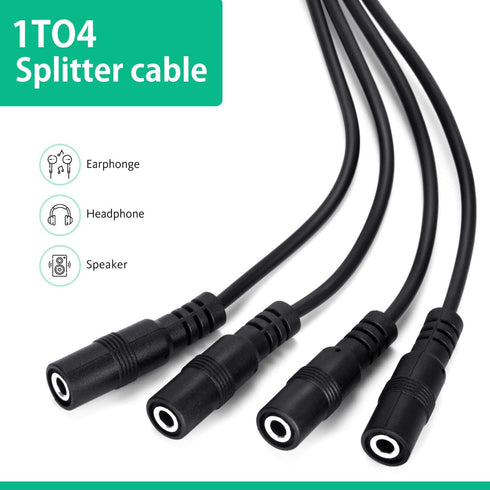 3.5mm Headphone Splitter Cable,ONXE 1/8 Inch AUX Stereo Jack Audio Splitter 1 Male to 2 3 4 Female Adapter Cable for Mp3 Player Mobile Phone Lapto...