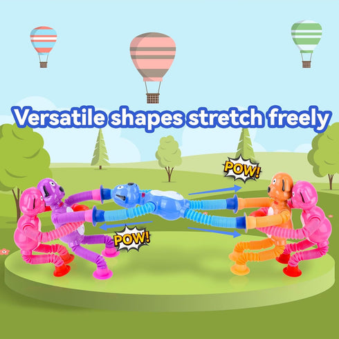 4 Pack Suction Cup Dog Fidget Toy Telescopic POP Tube Toddler Sensory Toys Fine Motor Skills Learning Toddler Toy for ADHD & Autism for Kids Gifts...