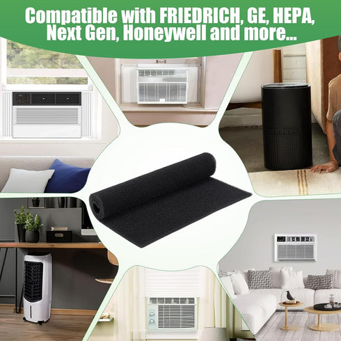 2 Pcs Window Air Conditioner Filters - 24 x 15 x 1/4 in Cut to Fit Foam Replacement Filters, Compatible with FRIEDRICH, GE, HEPA, Next Gen AC Wind...