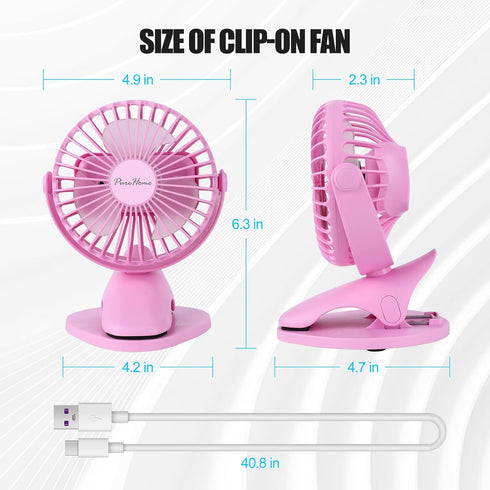 Portable Clip Fan Battery Operated,3 Speeds USB Rechargeable Mini Table Fan with Strong Airflow,360°Rotation Ultra Quiet Personal Desk Fan for Hom...