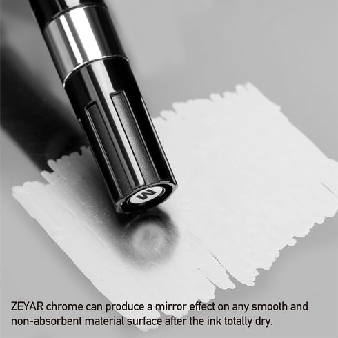 ZEYAR Liquid Chrome Marker Paint Marker, Shiny Silver Pen for smooth surfaces, High-gloss display effects, Medium Point, set of 3...