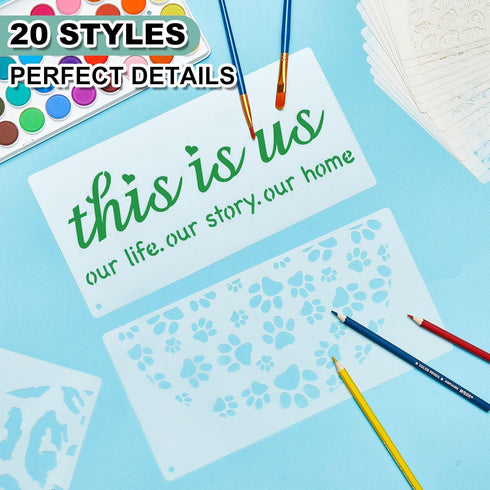 20 Pcs Welcome Stencils for Painting on Wood 11.81 x 5.91'' Large Welcome Letters Stencils Half Round Stencils for Wood Sign Plastic Word Farmhous...