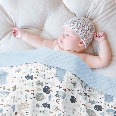 Baby Blankets for Unisex Boys Girls - Super Soft Arctic Forest Nursery Minky Blankets with Muslin Cotton Front and Dotted Fleece Backing, Printed ...