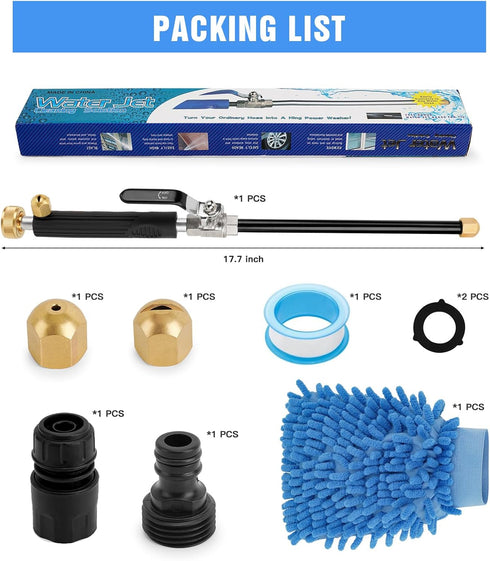 2024 Upgraded High Pressure Jet Nozzle for Garden Hose Hydro Jet Pressure Washer Wand Extension Pressure Washer Gun with 2 Hose Nozzles and Hose Q...