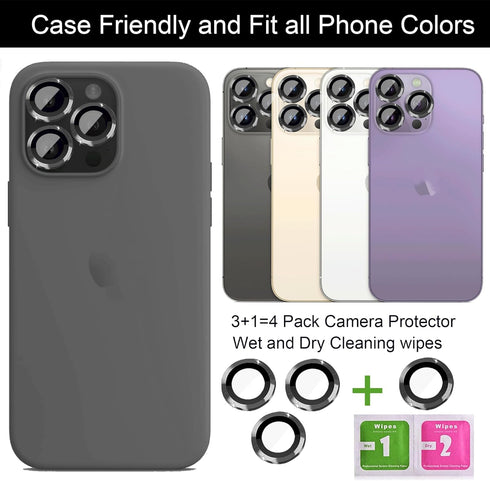 [2 Sets Compatible with iPhone 12 Pro, 12 Mini & iPhone 12 Camera Lens Protector, Tempered Glass Clear Camera Cover Screen Protector Metal Ring Ac...