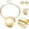 Sanfenly Statement Chunky Jewelry Set Choker Earrings Bracelet Ring Gold Silver Plated Round Pendant Necklace Nigerian Costume Party African Jewel...