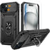 Goton for iPhone 15 Case with Screen Protector - Slide Camera Cover Protective Phone Case with Ring Stand, Heavy Duty Shockproof Rugged Bumper for...