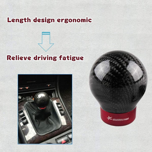 RYANSTAR Carbon Fiber Shift knob Round Ball Racing Gear Shift Shifter Knob Head Manual Car with 8mm/10mm/11mm Adapter...