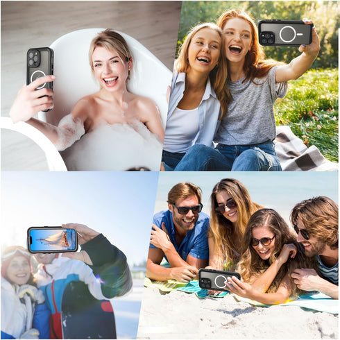 ShellBox Case compative with iPhone 15 Pro Max,Waterproof Case with Built-in Screen Protector, Shockproof Cover Heavy Duty Wireless Charging Case ...