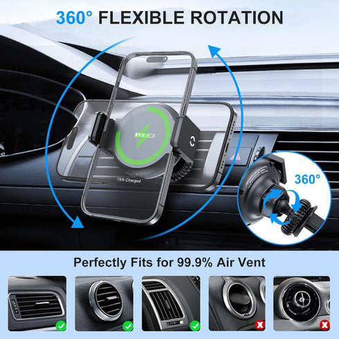 MEIDI for Magsafe Car Mount Charge 15W, Car Mount for iPhone Wireless Fast Charging, Magnetic Car Phone Mount Holder for Magsafe Charger Vent Moun...